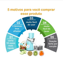 Fatiador e Ralador 3 em 1 com 3 Lâminas Inox para Legumes, Frutas e Queijos
