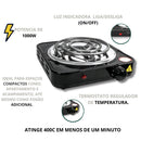 Fogão Elétrico Cooktop 1 Boca 1000W Portátil Camping | Linha Premium