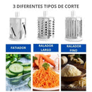 Fatiador e Ralador 3 em 1 com 3 Lâminas Inox para Legumes, Frutas e Queijos